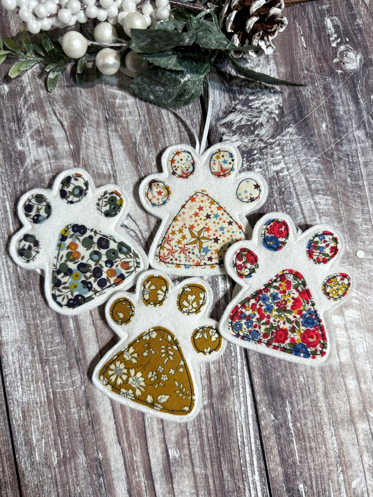 Liberty Christmas Paw Print Decoration
