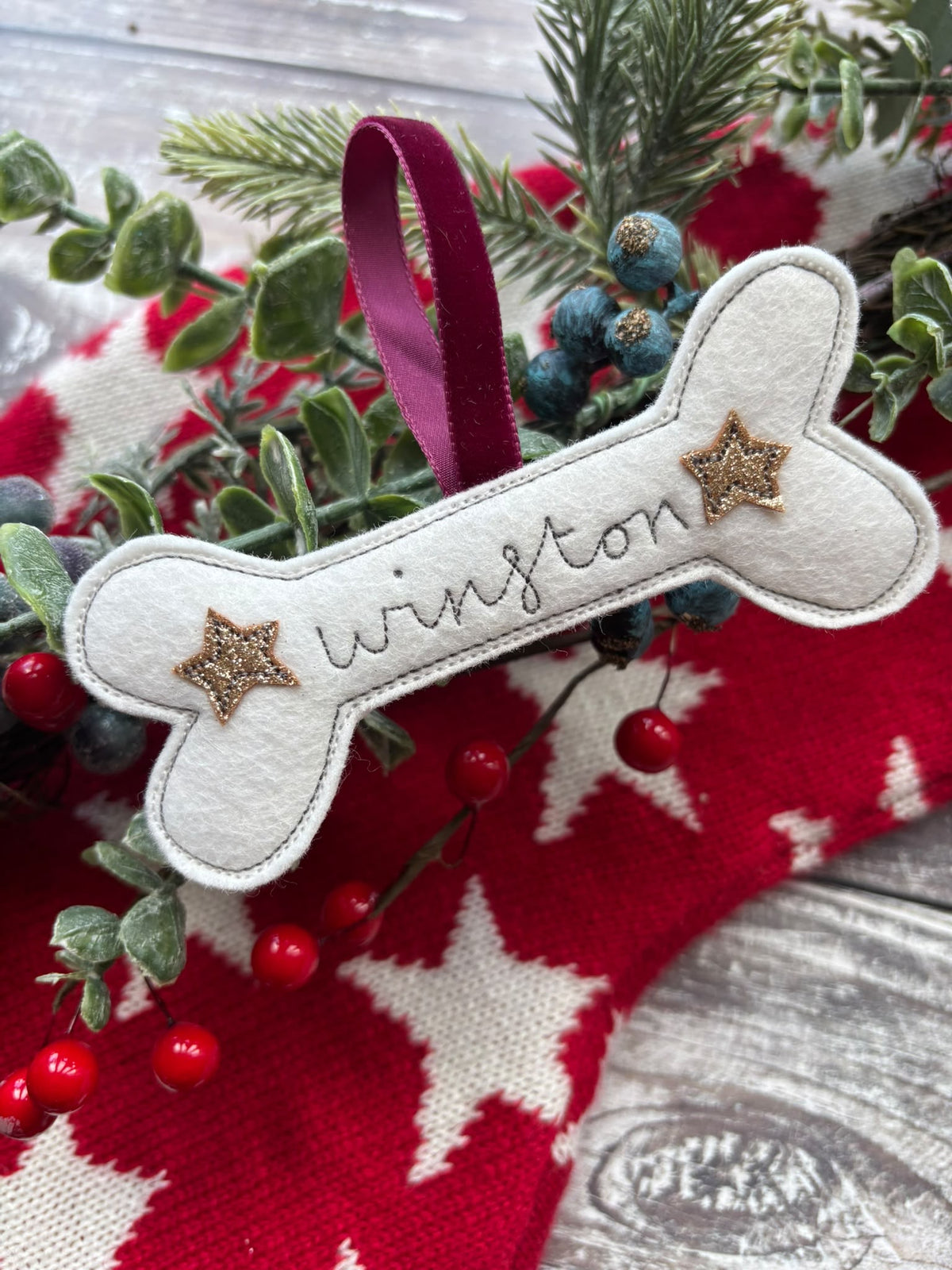 Personalised Dog Bone Christmas Decoration