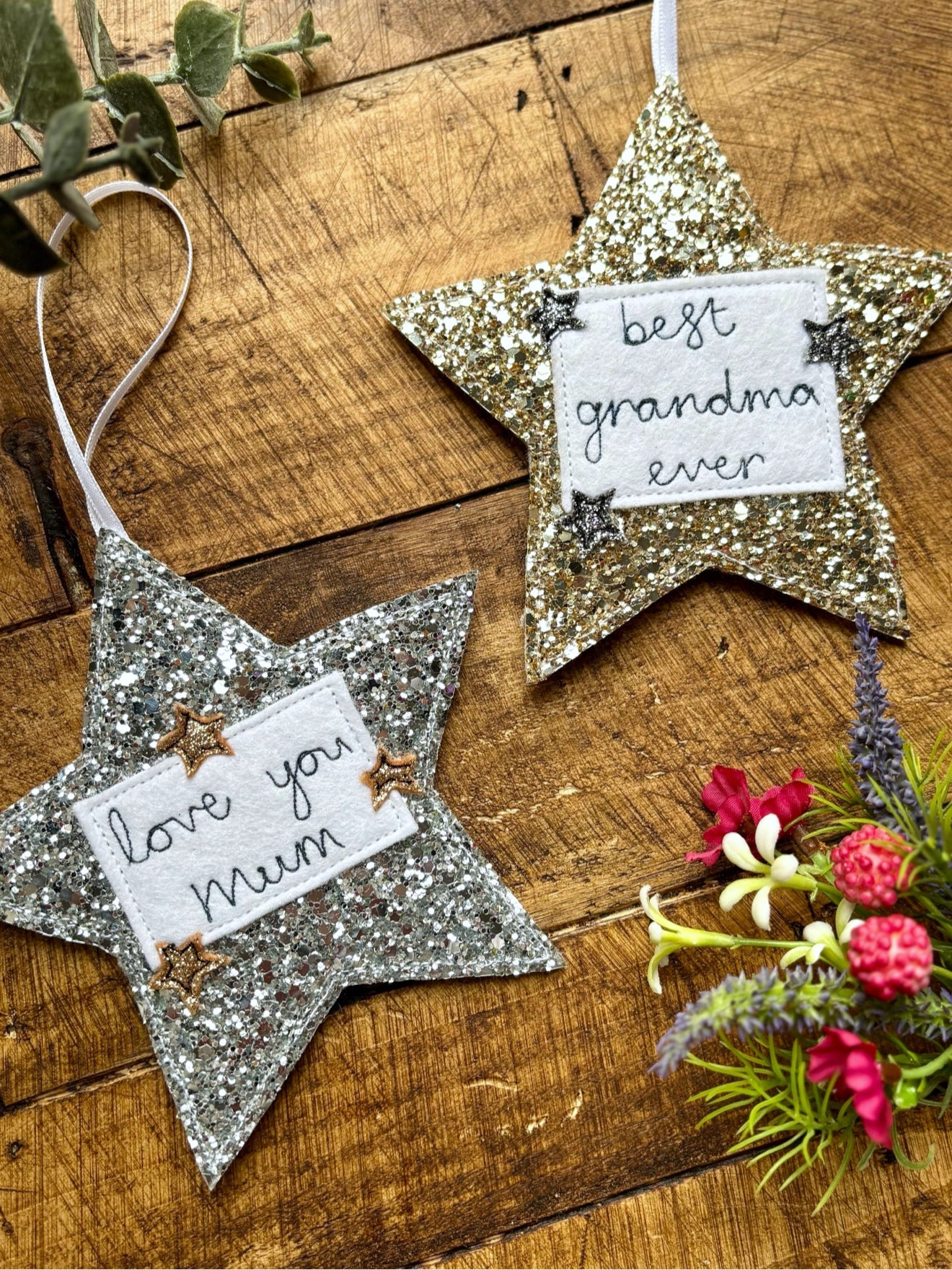 Personalised Glitter Star Decoration | Tink and Reu