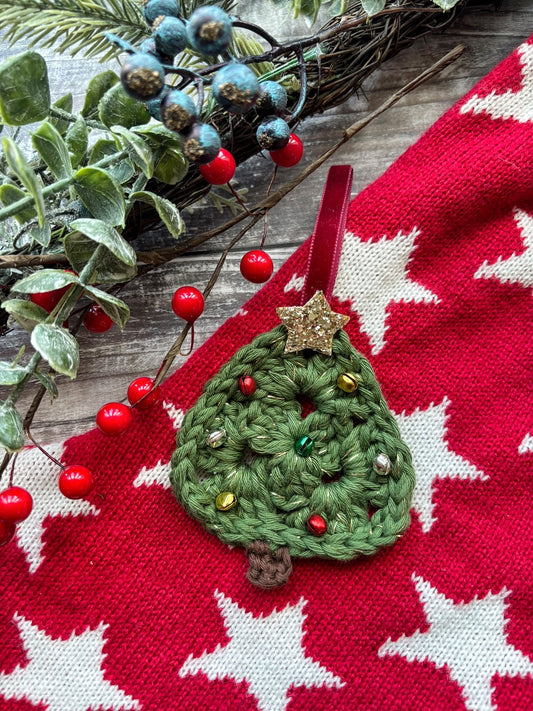Crochet Christmas Tree Decoration With Bells