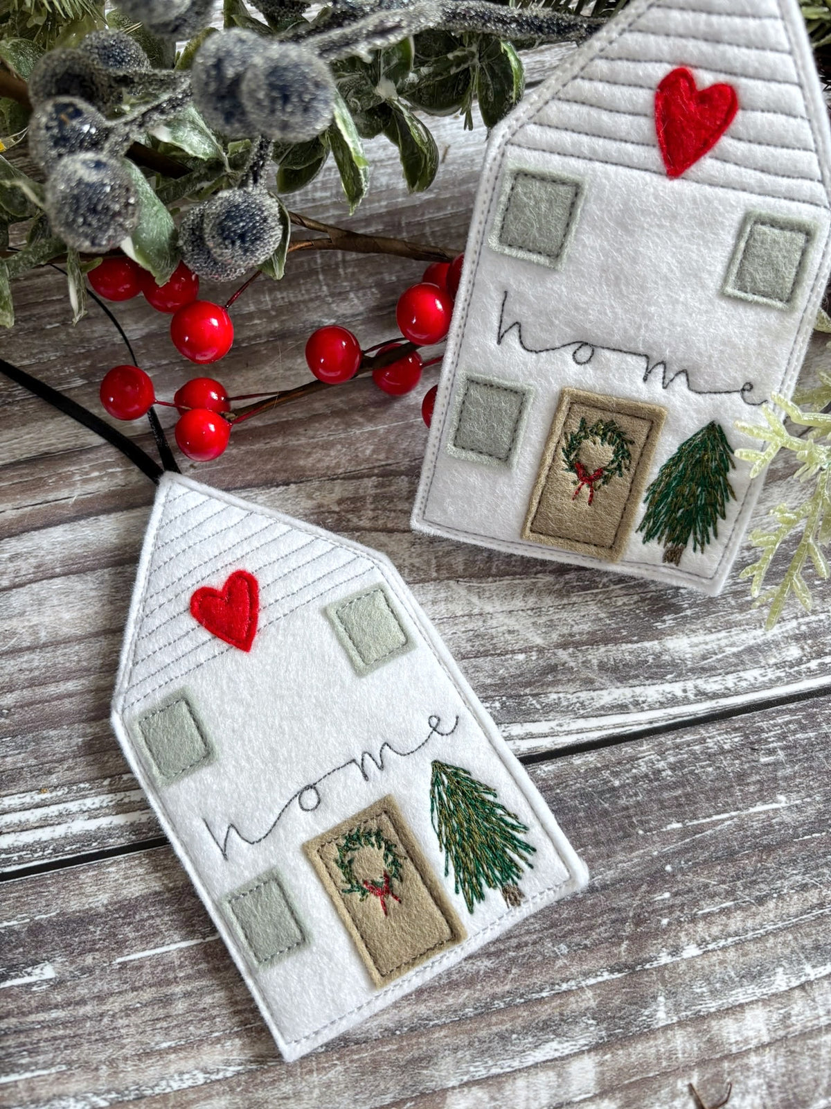 Christmas Scandi House Decoration, Personalised With A House Number or Festive Wreath 