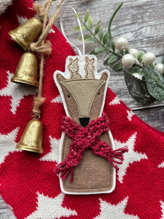 Festive Reindeer Christmas Tree Decoration 