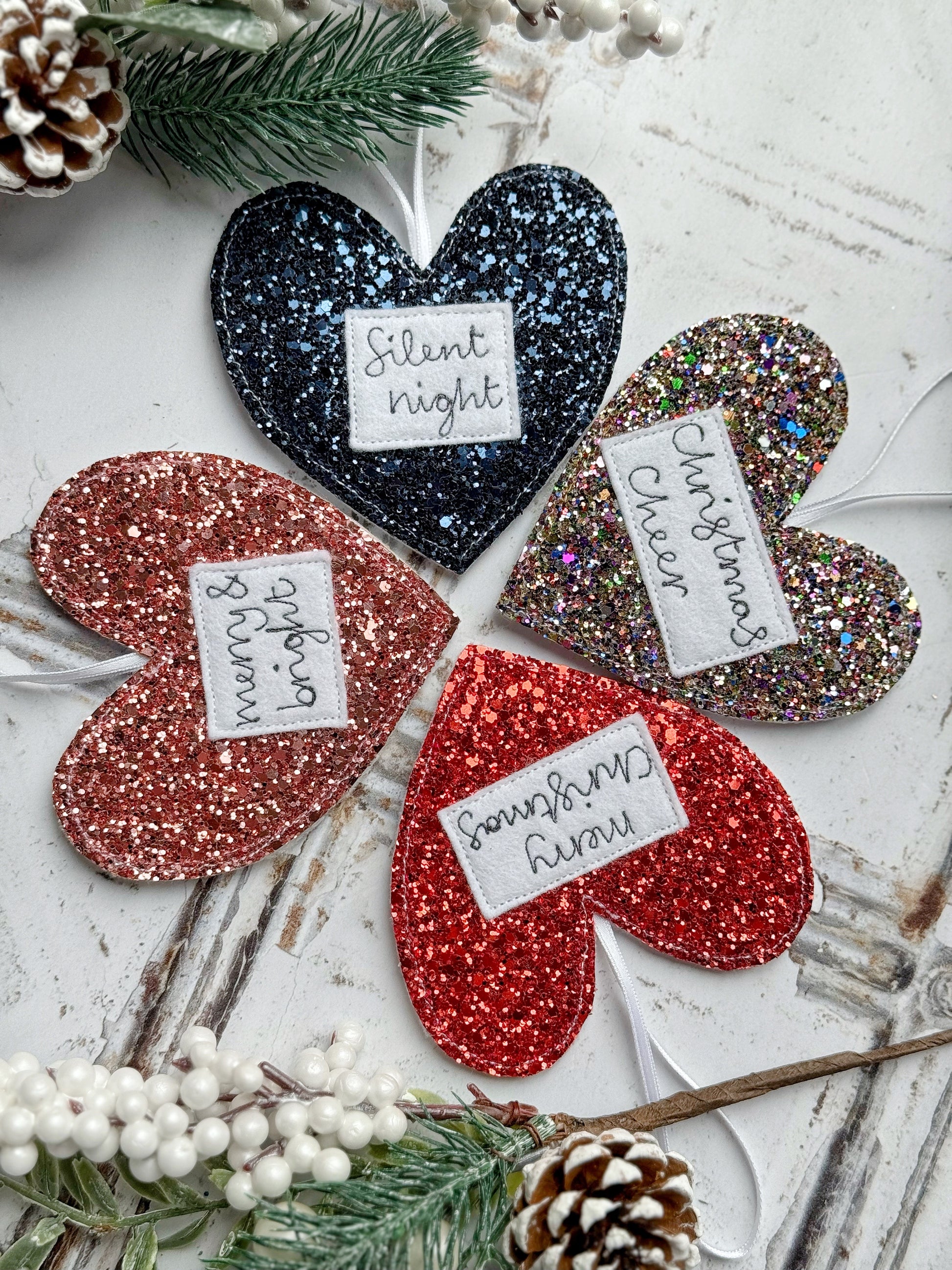 Personalised Glitter Heart Decoration | Tink and Reu
