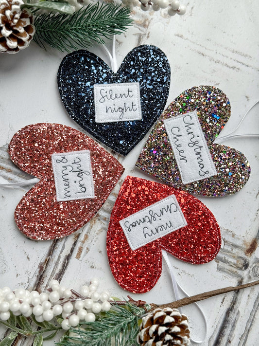 Personalised Glitter Heart Decoration | Tink and Reu