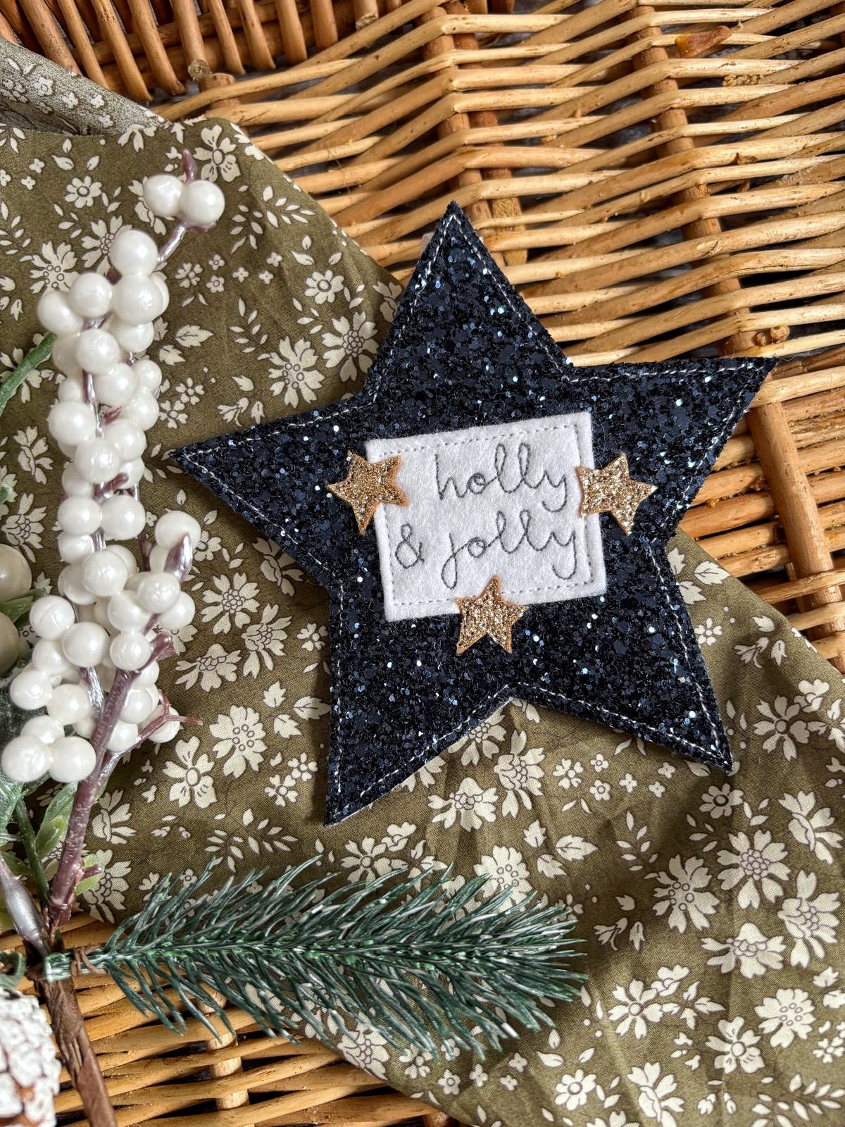 Personalised Glitter Christmas Star Decoration, Tree Decoration, Family Decorations