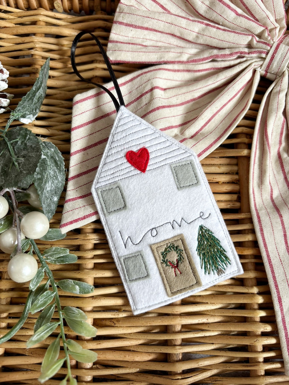 Christmas Scandi House Decoration, Personalised With A House Number or Festive Wreath 
