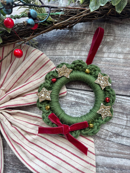 Crochet Christmas Wreath Decoration With Bells
