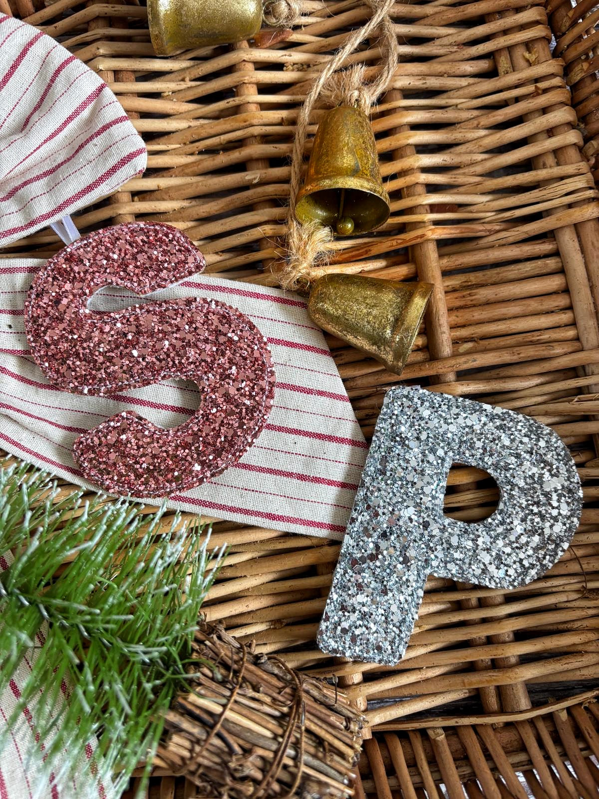 Glitter Letter/Initial Christmas Tree Decoration, Family Baubles