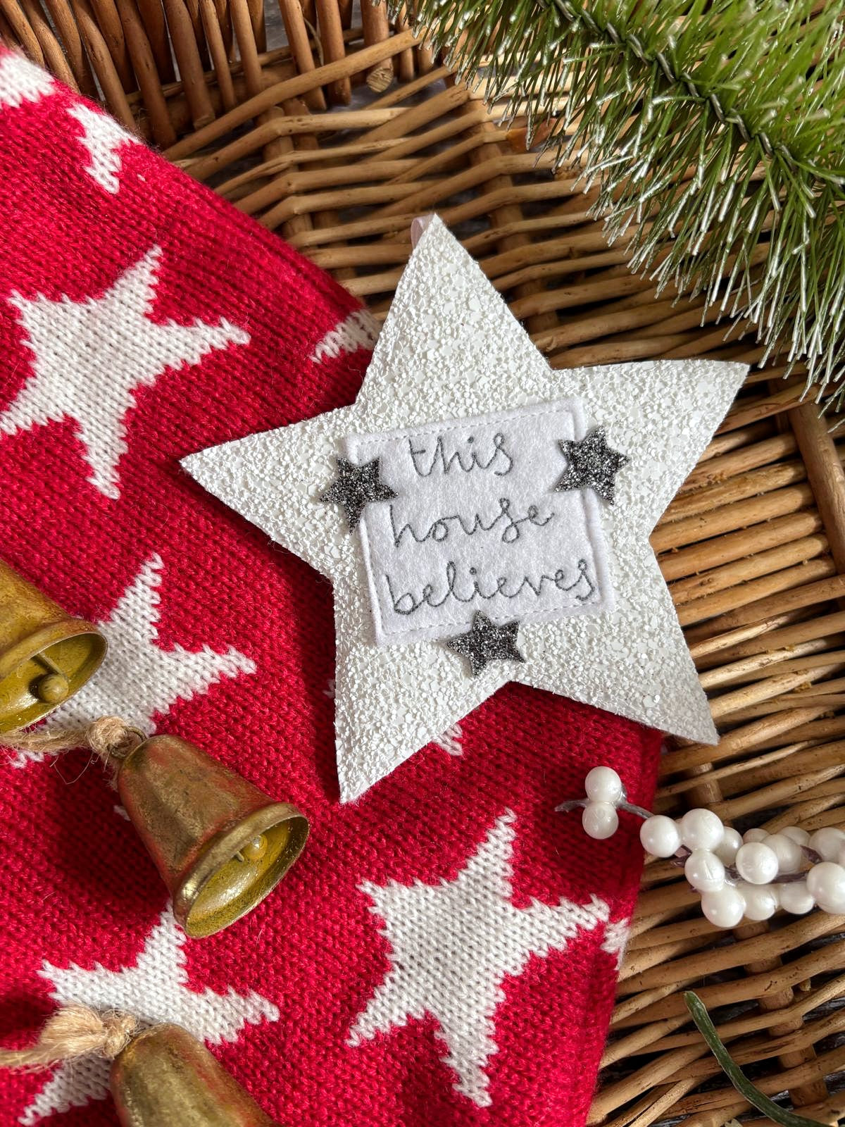 Personalised Glitter Christmas Star Decoration, Tree Decoration, Family Decorations