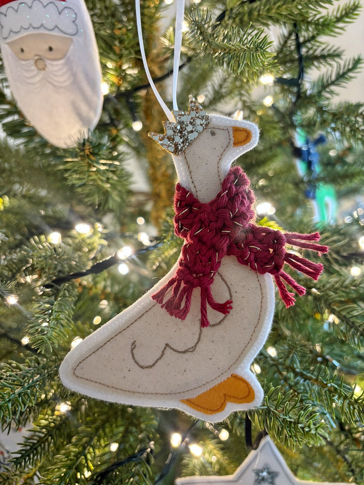 Festive Goose In Scarf Christmas Tree Decoration