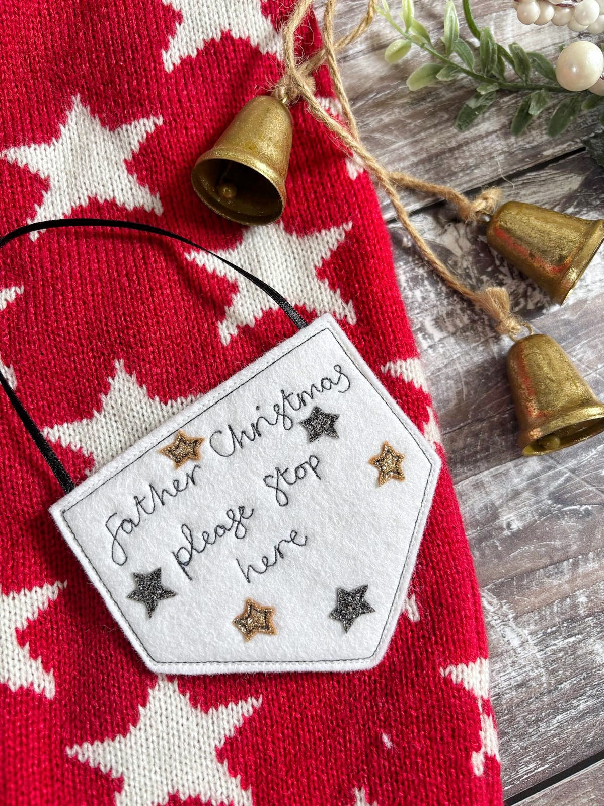 Father Christmas Please Stop Here Pennant