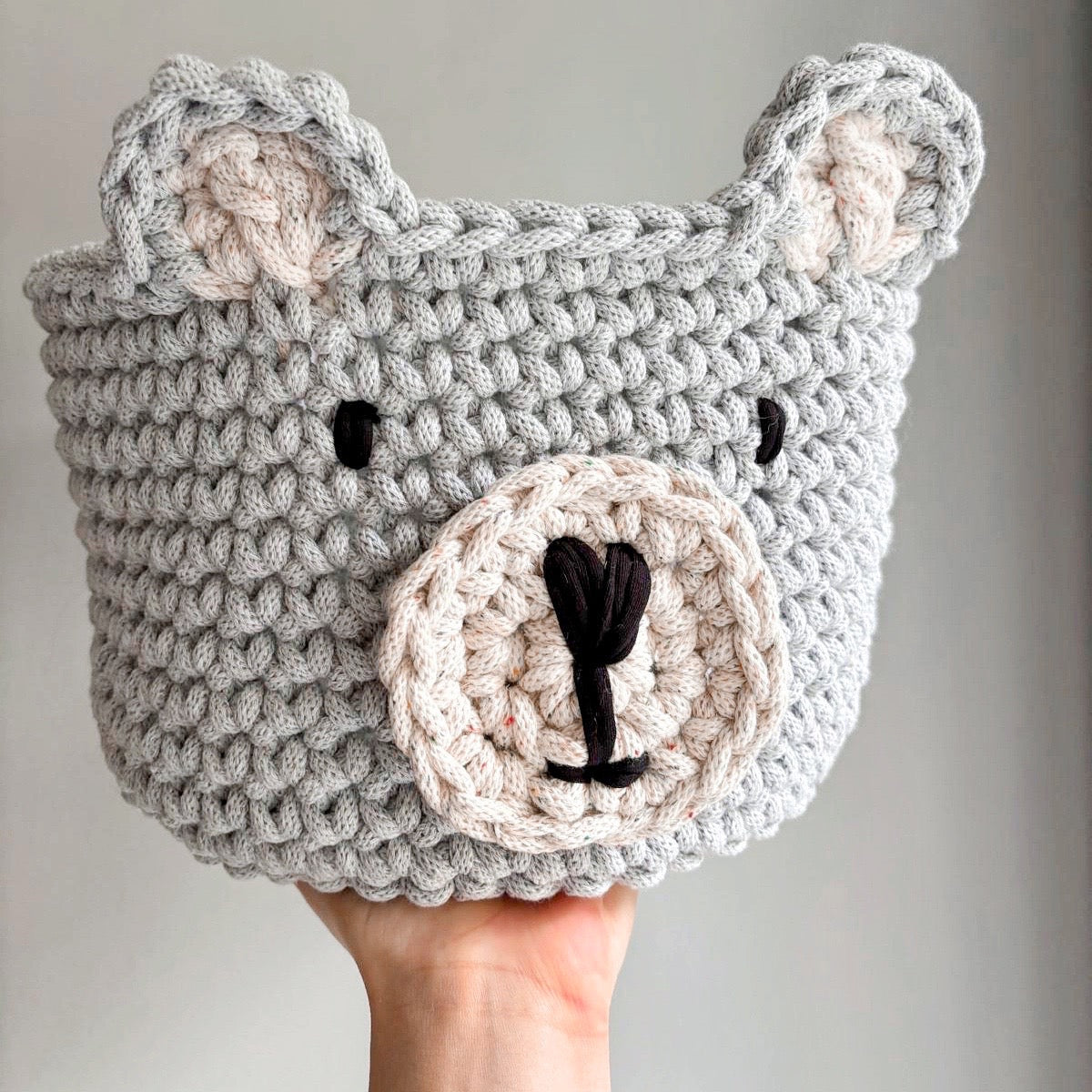 Crochet Bear Nursery Storage Basket | Tink and Reu 