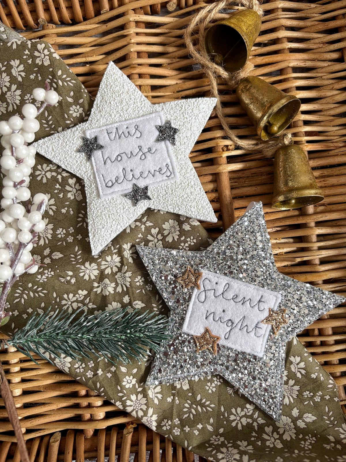 Personalised Glitter Christmas Star Decoration, Tree Decoration, Family Decorations