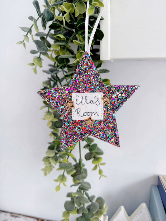 Personalised Glitter Star Decoration | Tink and Reu