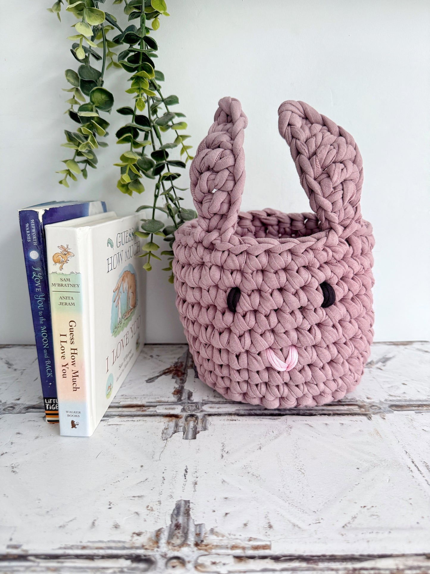 Crochet Bunny Storage Basket | Tink and Rex