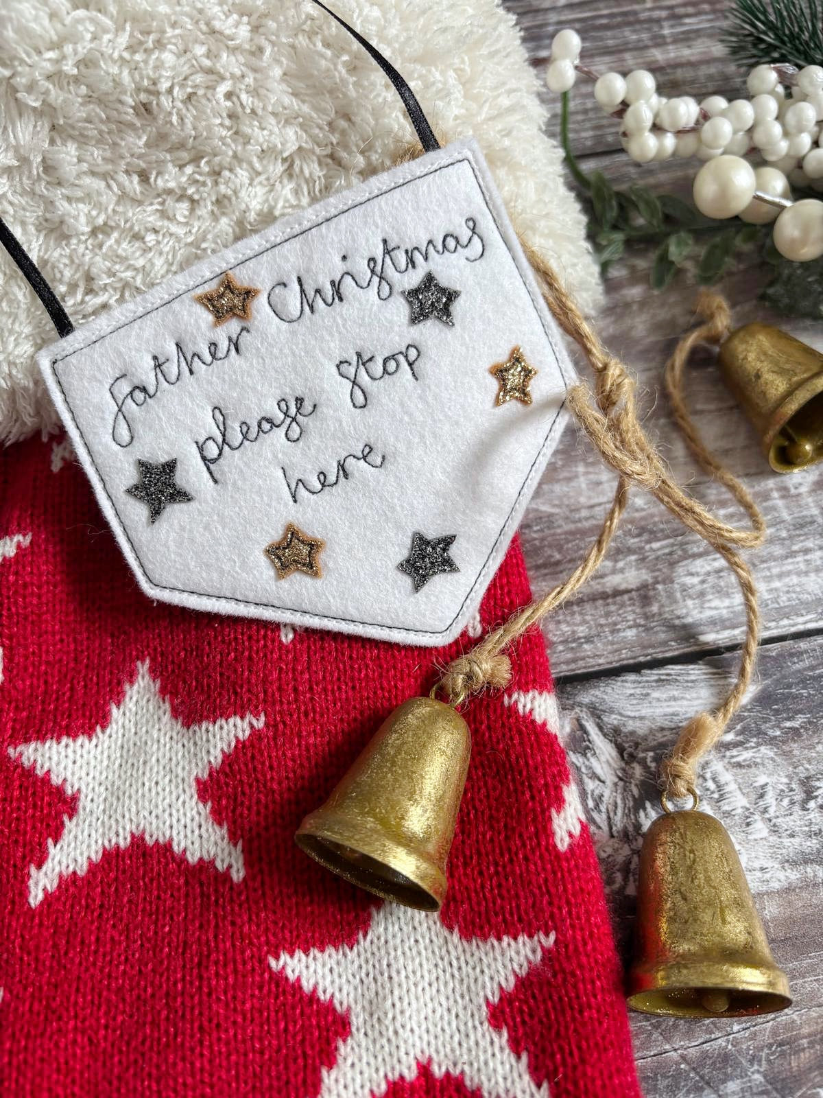 Father Christmas Please Stop Here Pennant