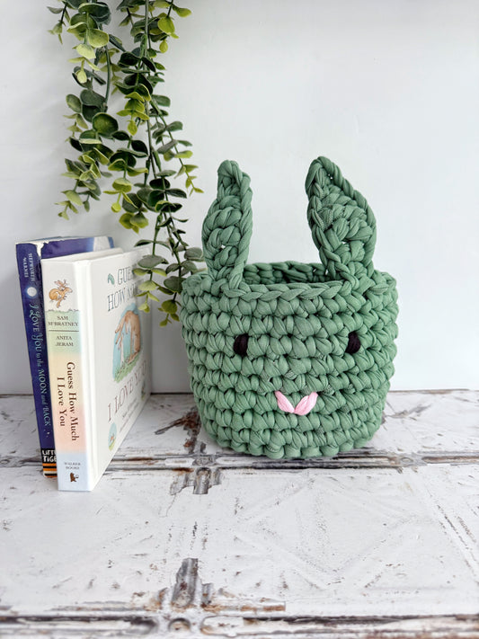 Crochet Bunny Storage Basket | Tink and Rex