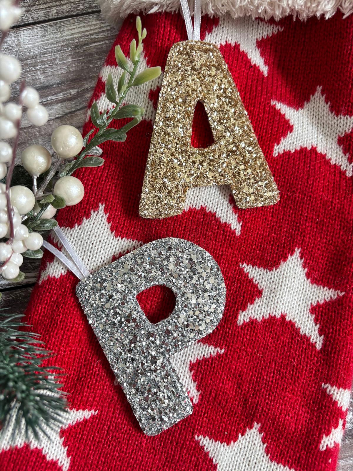 Glitter Letter/Initial Christmas Tree Decoration, Family Baubles