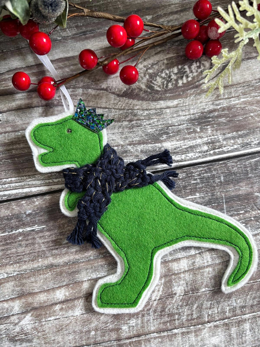 Festive T-Rex Christmas Decoration
