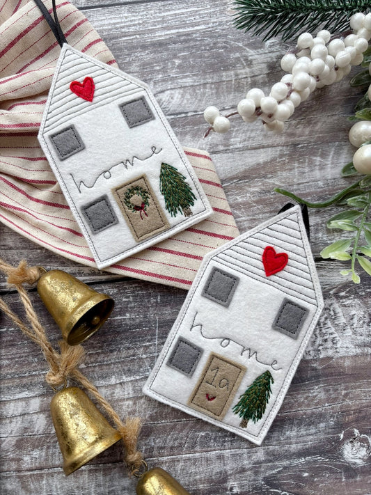 Christmas Scandi House Decoration, Personalised With A House Number or Festive Wreath 