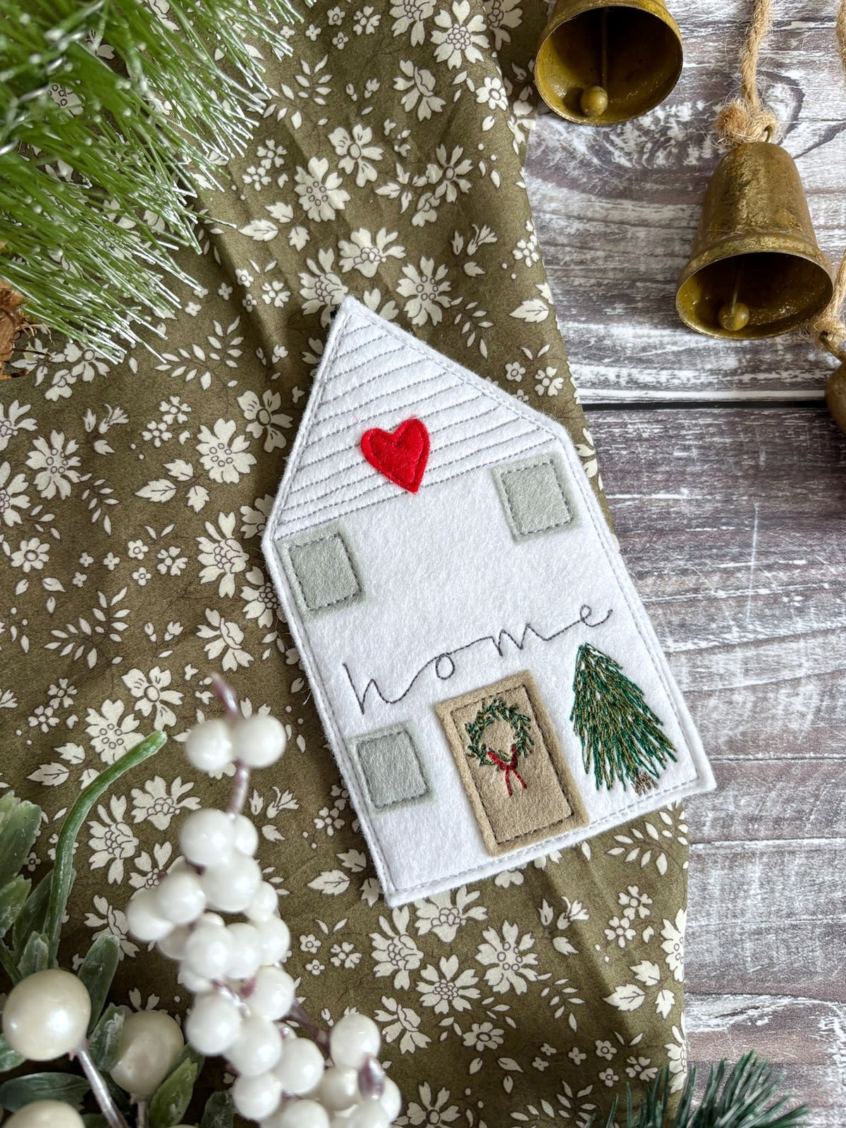 Christmas Scandi House Decoration, Personalised With A House Number or Festive Wreath 