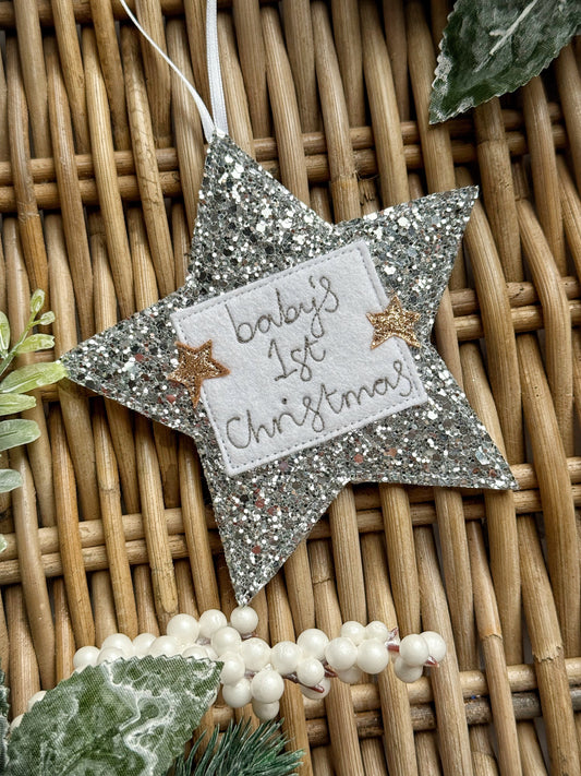 Baby’s First Christmas Glitter Star Decoration | Tink and Reu 