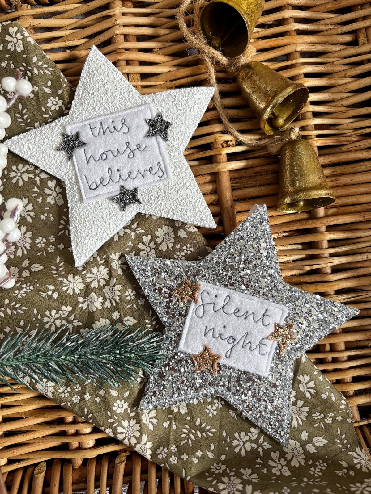 Personalised Glitter Christmas Star Decoration, Tree Decoration, Family Decorations