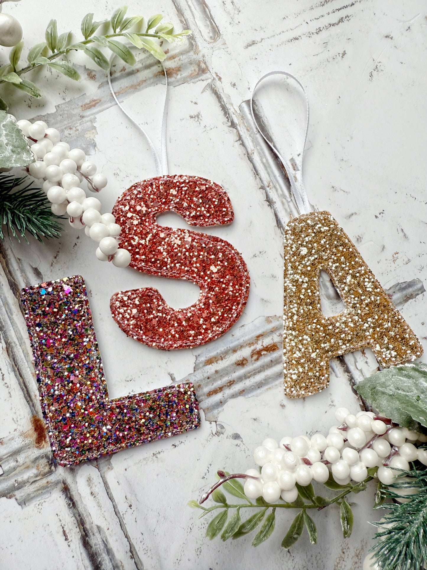 Glitter Letter Christmas Decoration | Tink and Reu