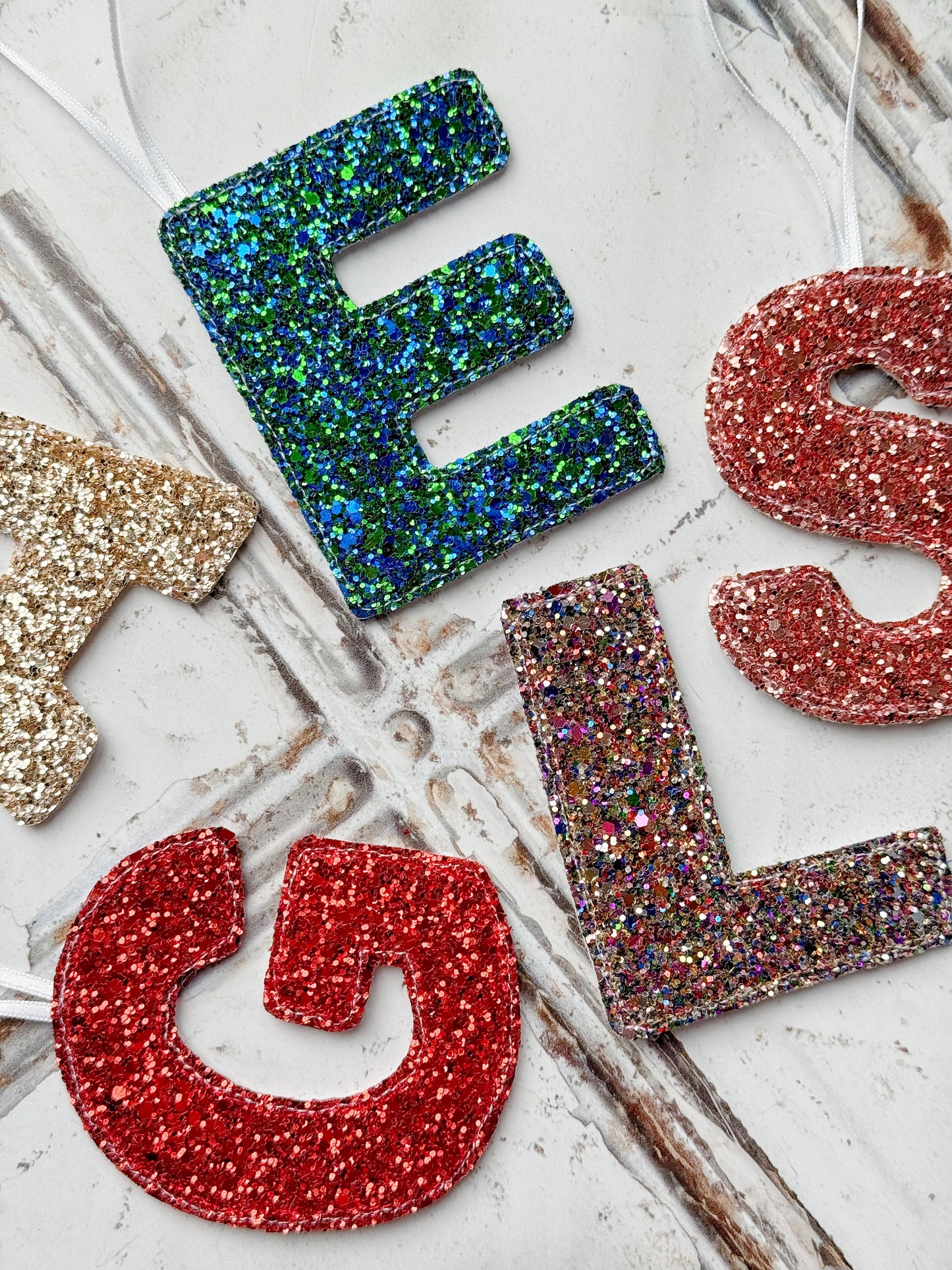 Glitter Letter Christmas Decoration | Tink and Reu