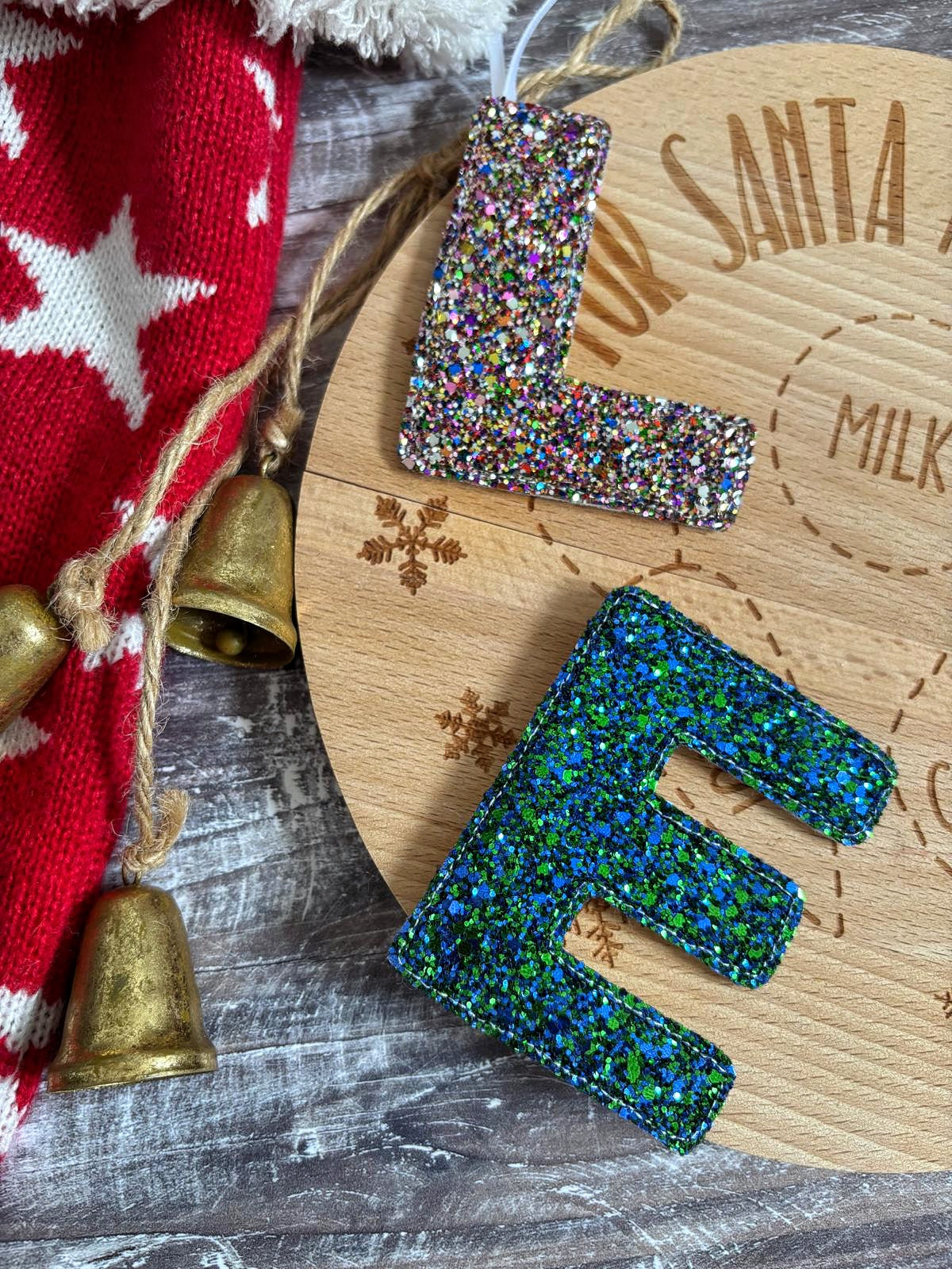 Glitter Letter/Initial Christmas Tree Decoration, Family Baubles