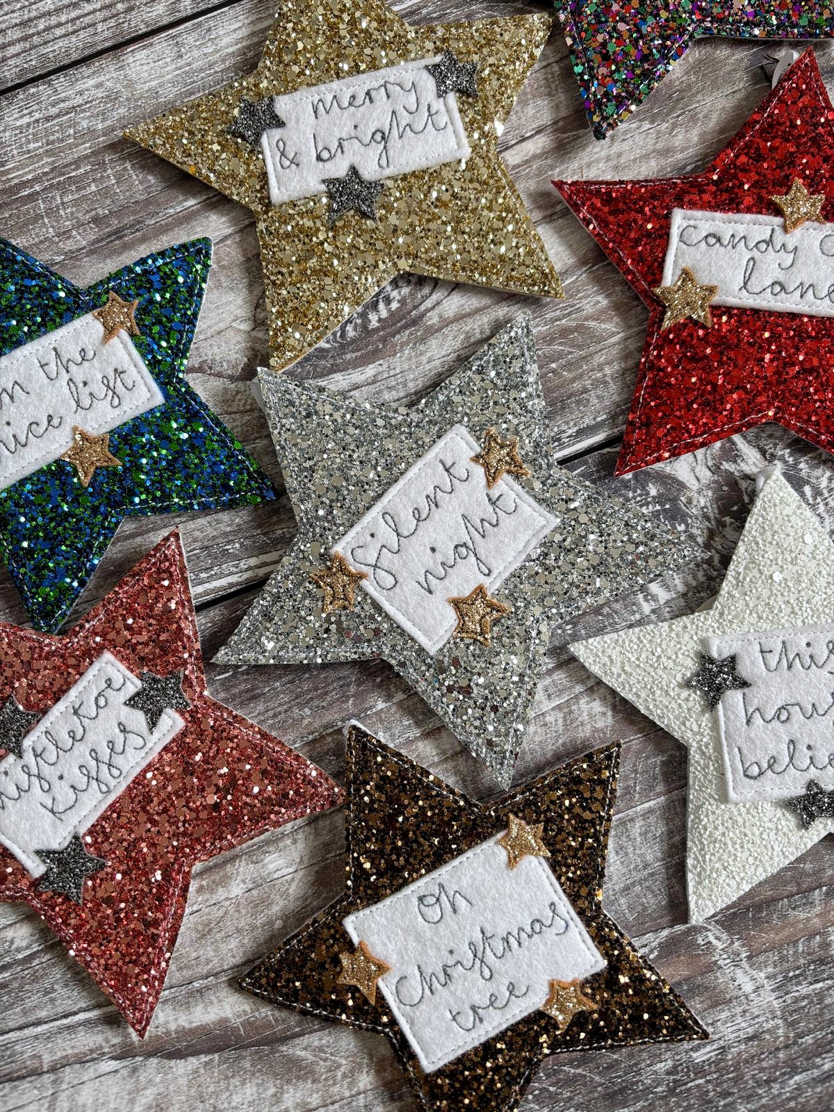 Personalised Glitter Christmas Star Decoration, Tree Decoration, Family Decorations