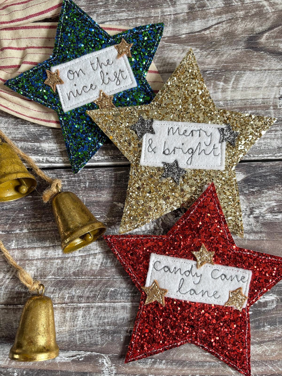 Personalised Glitter Christmas Star Decoration, Tree Decoration, Family Decorations