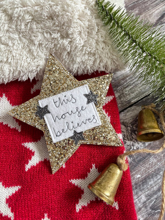 Personalised Glitter Christmas Star Decoration, Tree Decoration, Family Decorations