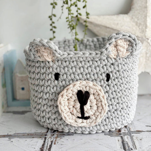 Crochet Bear Nursery Storage Basket | Tink and Reu 
