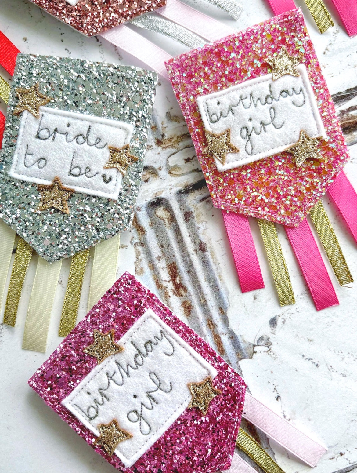 Personalised Glitter Celebration Badge | Tink and Reu