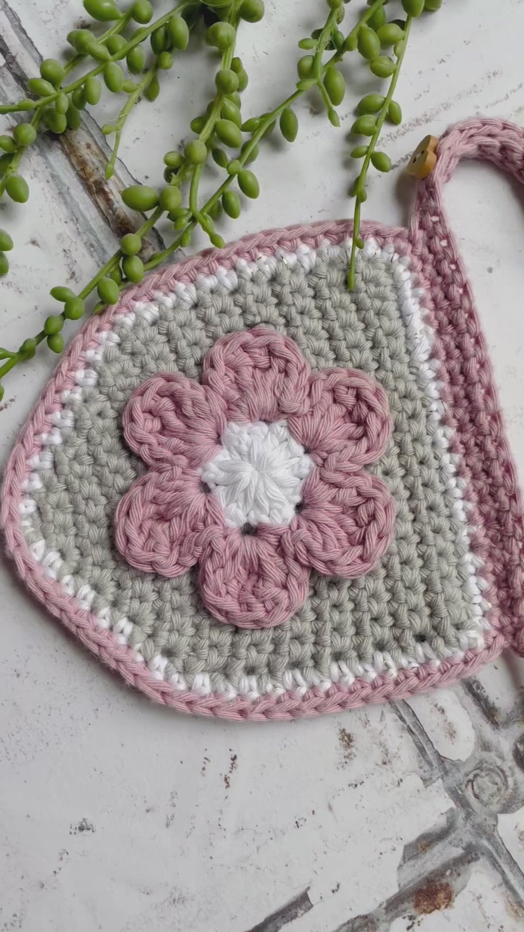 Pink and Grey Personalised Crochet Flower Bunting | Tink and Reu
